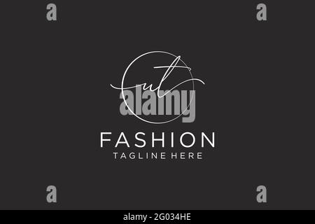 UT Feminine logo beauty monogram and elegant logo design, handwriting logo of initial signature, wedding, fashion, floral and botanical with creative Stock Vector