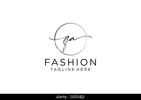 QA Feminine logo beauty monogram and elegant logo design, handwriting logo of initial signature, wedding, fashion, floral and botanical with creative Stock Vector