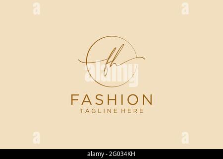 FH Feminine logo beauty monogram and elegant logo design, handwriting logo of initial signature, wedding, fashion, floral and botanical with creative Stock Vector