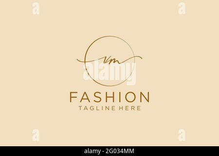 VM Feminine logo beauty monogram and elegant logo design, handwriting logo of initial signature, wedding, fashion, floral and botanical with creative Stock Vector