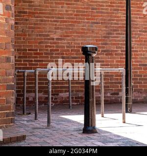 Epsom Surrey London UK, May 31 2021, Town Centre Empty Bicycle Stand Park With No People or Cycles Stock Photo