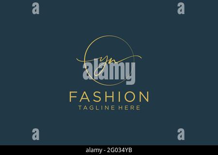 YN Feminine logo beauty monogram and elegant logo design, handwriting logo of initial signature, wedding, fashion, floral and botanical with creative Stock Vector