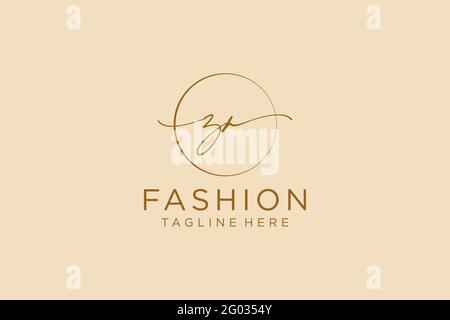 ZR Feminine logo beauty monogram and elegant logo design, handwriting logo of initial signature, wedding, fashion, floral and botanical with creative Stock Vector