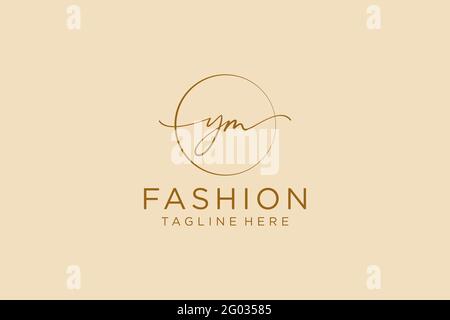 YM Feminine logo beauty monogram and elegant logo design, handwriting logo of initial signature, wedding, fashion, floral and botanical with creative Stock Vector