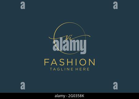 VI Feminine logo beauty monogram and elegant logo design, handwriting logo of initial signature, wedding, fashion, floral and botanical with creative Stock Vector
