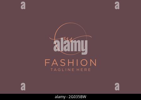 UV Feminine logo beauty monogram and elegant logo design, handwriting logo of initial signature, wedding, fashion, floral and botanical with creative Stock Vector