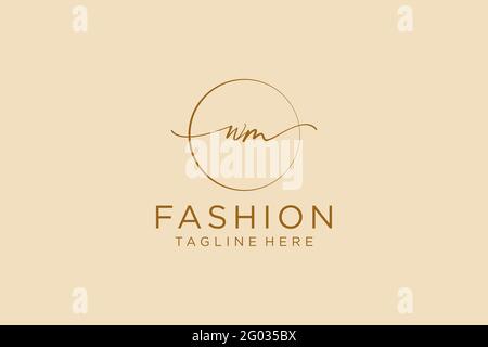 WM Feminine logo beauty monogram and elegant logo design, handwriting logo of initial signature, wedding, fashion, floral and botanical with creative Stock Vector