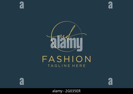 UD Feminine logo beauty monogram and elegant logo design, handwriting logo of initial signature, wedding, fashion, floral and botanical with creative Stock Vector