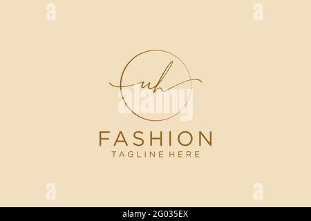 UH Feminine logo beauty monogram and elegant logo design, handwriting logo of initial signature, wedding, fashion, floral and botanical with creative Stock Vector