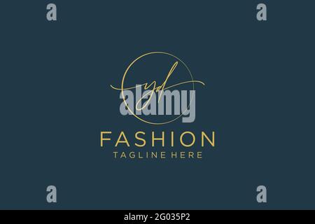 YD Feminine logo beauty monogram and elegant logo design, handwriting logo of initial signature, wedding, fashion, floral and botanical with creative Stock Vector