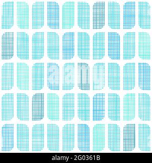Vector woven fabric blue rounded rectangles seamless pattern background. Repeating linen textile texture. For fabric, wallpaper or wrapping. Stock Vector