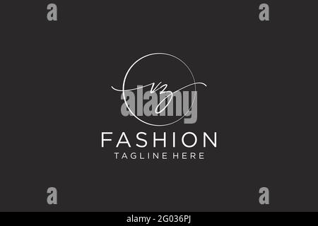 VZ Feminine logo beauty monogram and elegant logo design, handwriting logo of initial signature, wedding, fashion, floral and botanical with creative Stock Vector