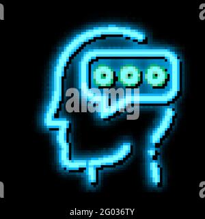 Typing Message And Man Silhouette Mind neon glow icon illustration Stock Vector