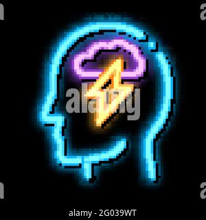 Raining Lightning Cloud In Silhouette Mind Vector Stock Vector