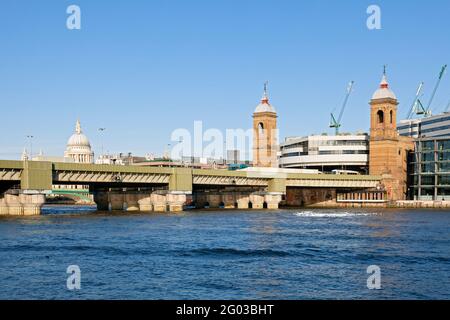 UK, England, London, Cannon Street Railway Station viewed from Southwark Stock Photo