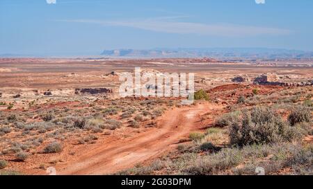 desert dirt road in San Rafael Swell area, Utah, off-road travel and recreation concept Stock Photo