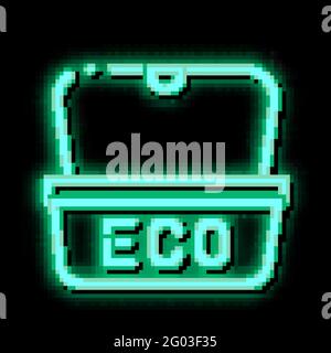 Eco Material Package For Street Food neon glow icon illustration Stock Vector