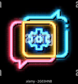 Gear In Quotation Frame Agile Element neon glow icon illustration Stock Vector