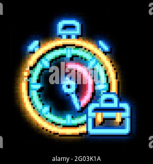Stopwatch And Suitcase Agile Element neon glow icon illustration Stock Vector