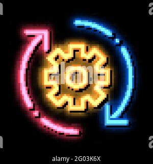 Gear And Arrows Around Agile Element neon glow icon illustration Stock Vector