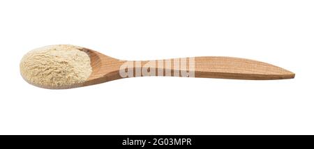 apple pectin powder in wooden spoon isolated on white background Stock Photo