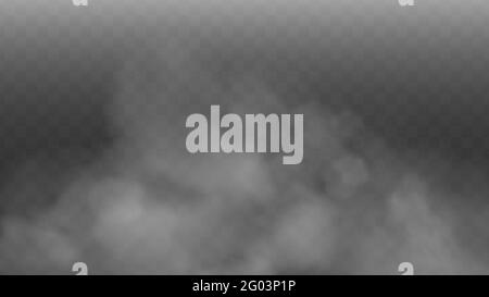 White smoke, fog on transparent background. Vector illustration Stock Vector