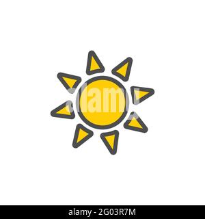 Bright yellow sun colorful vector icon, nature simple illustration Stock Vector