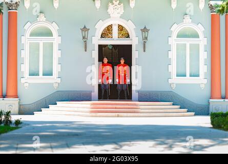 Cetinje, Montenegro - September 13, 2015: Blue Palace was built as the heir's palace in Cetinje, Montenegro. Today the Blue Palace is the official res Stock Photo