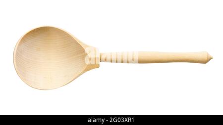 top view of empty wooden table spoon isolated on white background Stock Photo