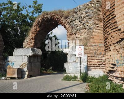 The Gates of Ancient Nicaea City Wall in period of Greek, Rome and Byzantium Stock Photo