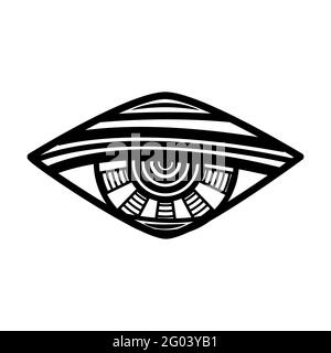 All Seeing Eye. Providence magic symbol in boho style. Astrology, occult and tribal, esoteric and alchemy sign. Vector Stock Vector