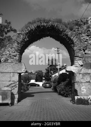 The Gates of Ancient Nicaea City Wall in period of Greek, Rome and Byzantium Stock Photo