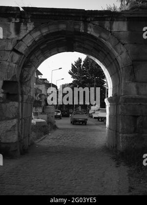 The Gates of Ancient Nicaea City Wall in period of Greek, Rome and Byzantium Stock Photo