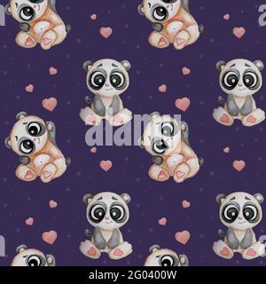 Seamless Vector Pattern with Cute Kawaii Panda Bears and Watermelons on  Nice Pink Background Stock Illustration - Illustration of blush, baby:  120936825