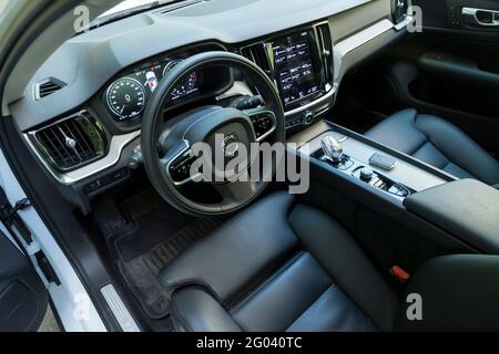 Volvo S60 is a car produced by Volvo from 2000 to the present day. It has luxury interior design. Stock Photo