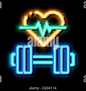 Cardio Training Biohacking neon glow icon illustration Stock Vector