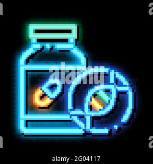 Medical Pill Bottle Biohacking neon glow icon illustration Stock Vector