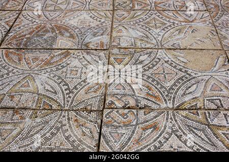 Portugal. Roman ruins of Villa Cardillio. 1st-4th centuries AD. Mosaic. Environs of Torres Novas. Stock Photo