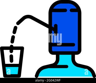 plastic bottle water pump color icon Stock Vector