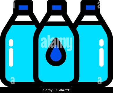 plastic water bottle set delivery color icon Stock Vector