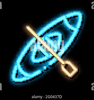 Kayak Canoeing neon glow icon illustration Stock Vector