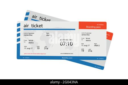 Airline boarding pass ticket. Concept template for travel, business trip or journey. Stock Vector