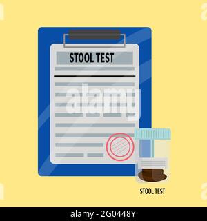 stool test Plastic jar and medical analysis form  Stock Vector