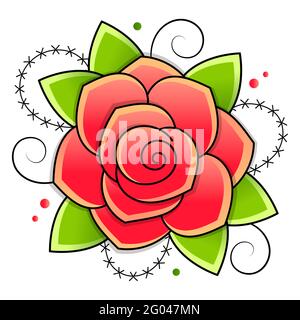 illustration with isolated black and red roses Stock Vector