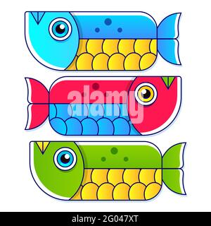 Collection of colorful tropical fish. Vector illustration. sea Stock Vector
