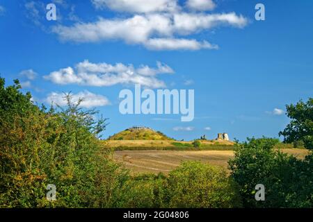 UK, West Yorkshire, Sandal Castle Ruins from Pugneys Country Park. Stock Photo