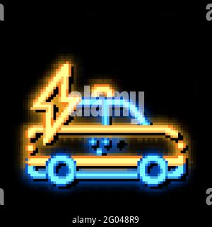 High-Speed Online Taxi neon glow icon illustration Stock Vector