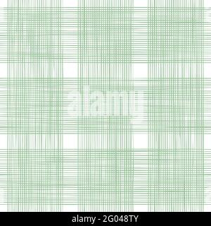 Vector woven fabric texture in square. Seamless pattern of textile. Repeating linen or cotton texture in light green colors. Stock Vector