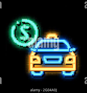 Online Taxi Payment neon glow icon illustration Stock Vector