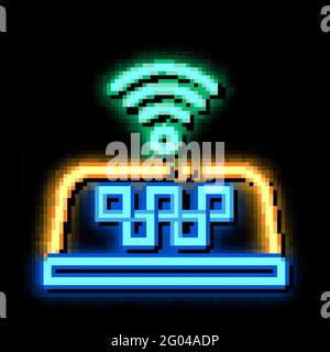 Presence of Wi-Fi in Taxi Online neon glow icon illustration Stock Vector